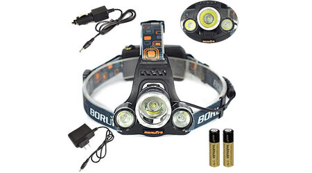 купите Светодиодный налобный фонарь Boruit HL-720 (Cree XML T6 + 2 Q5) 2200 люмен в Сургуте Нижневартовске