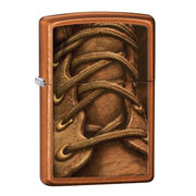 Зажигалка Zippo 28672 Boot Laces Toffee (коричневое тонирование крупнозернистой шлифовки хрома, рисунок шнуровки ботинка)